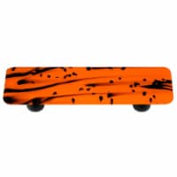 Mardi Gras Black with Orange Rectangle Glass Cabinet Pull - Black Post