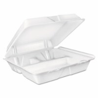 Large Foam Carryout Food Container, 3-Compartment - White