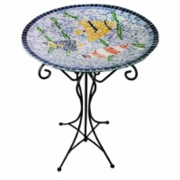 Mosaic Glass Bird Bath - Fish Design