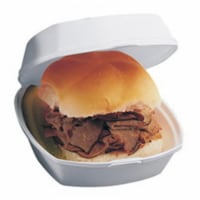 YTH100800000 CPC 6 in. 1 Compartment Foam Hinged Sandwich Container - White, Case of 500