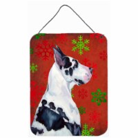 12 x 16 in. Great Dane Red Snowflakes Holiday Christmas Aluminum Metal Wall & Door Hanging Pr