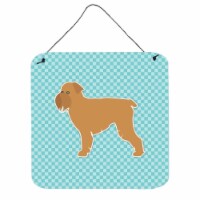 Brussels Griffon Checkerboard Blue Wall or Door Hanging Prints