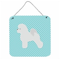 Bichon Frise Checkerboard Blue Wall or Door Hanging Prints