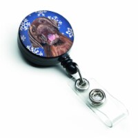 Labrador Winter Snowflakes Holiday Retractable Badge Reel