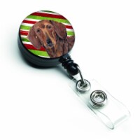 Dachshund Candy Cane Holiday Christmas Retractable Badge Reel