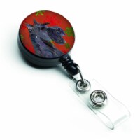 Scottish Terrier Red & Green Snowflakes Holiday Christmas Retractable Badge Reel