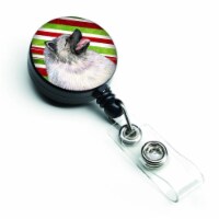 Keeshond Candy Cane Holiday Christmas Retractable Badge Reel