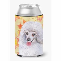 Medium White Poodle Fall Can or Bottle Hugger Perspective: Main