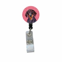 Dachshund Valentines Love and Hearts Retractable Badge Reel or ID Holder with Clip