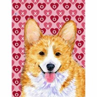 11 x 15 In. Corgi Hearts Love And Valentines Day Portrait Flag, Garden Size