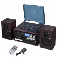 Bluetooth Record Player System with Speakers Stereo Turntable CD/Cassette AM/FM Remote