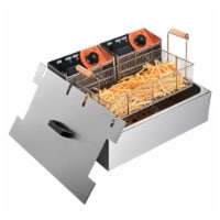 5000W 20L Electric Countertop Stainless Steel Deep Fryer Single Tank Basket Commercial