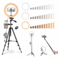 12 LED Ring Light Stand Kit Dimmable 3200-5500K Camera Phone Holder Photo Video Makeup