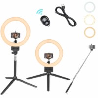 8 Dimmable LED Ring Light Floor Table Stand USB with Phone Holder for Makeup Live Stream