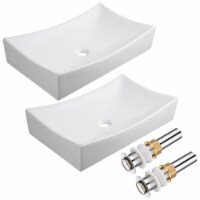 Aquaterior® 2 Pack Rectangle Porcelain Above Counter Vessel Sink Basin with Pop up Drain