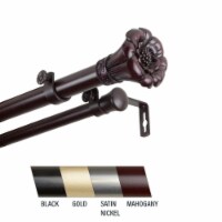 Central Design 100-02-666-D Flora 1 in. Double Curtain Rod, 66-120 in. - Mahogany