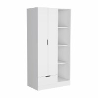 Toccoa Armoire with 1-Drawer and 4-Tier Open Shelves, White