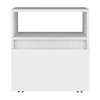 Wasilla Nightstand with Open Shelf, 1 Drawer and Casters, White