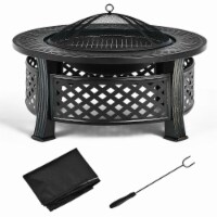Slickblue Outdoor Fire Pit with BBQ Grill and High-temp Resistance Finish Perspective: Main