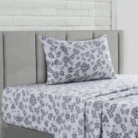 Lux Decor Collection Twin Size Sheets Set - Microfiber Deep Pocket Bed Sheets - White Gray