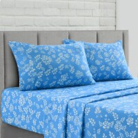 Lux Decor Collection Microfiber Queen Bed Sheets Set, Deep Pocket 4 Piece Set - Blue