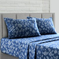 Lux Decor Collection King Bed Sheet Set - Microfiber Deep Pocket Sheets Set - Navy Blue