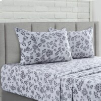Lux Decor Collection King Bed Sheet Set - Microfiber Deep Pocket Sheets Set - White Gray