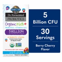 Garden of Life Organic Kids+ Probiotics + Vitamin C & D, 5 Billion CFU, Berry Cherry Chewables Perspective: Main