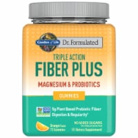 Garden of Life Dr. Formulated Triple Action Fiber Plus Magnesium & Probiotics, Orange Gummies Perspective: Main