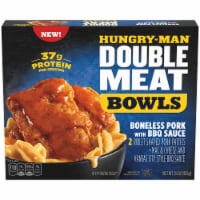 Hungry-Man Double Meat Boneless Pork with BBQ Sauce and Mac & Cheese Frozen Protein Bowl Frozen Meal