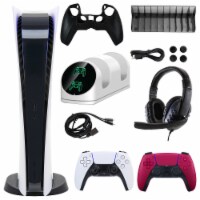PS5 Digital Console with Extra Red Dualsense Controller & Accessories Kit