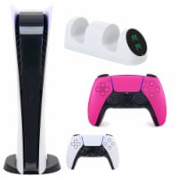 PS5 Digital Console with Extra Pink Dualsense Controller & Dual Charging Dock
