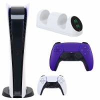 PS5 Digital Console with Extra Purple Dualsense Controller & Dual Charging Dock
