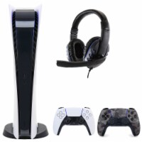 PS5 Digital Console with Extra Gray Camo Dualsense Controller & Universal Headset