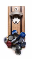 Bruntmor Rubberwood Magnetic Wall Mounted Wine Opener & Cap Catcher Can Opener