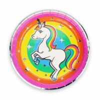 Silver Lining Rainbow Unicorn 9  Dinner Plates (8 Pack)