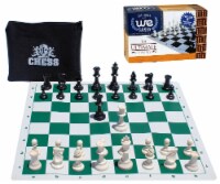 WE Games Travel Tournament Chess Set, Green Silicone Board, Plastic Pieces
