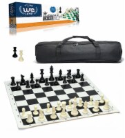 WE Games Complete Tournament Chess Set, Plastic Pieces, Black Board, Travel Bag