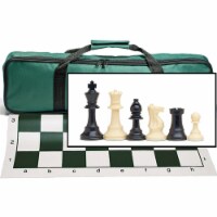 WE Games Complete Tournament Chess Set, Plastic Pieces,  Green Board, Travel Bag