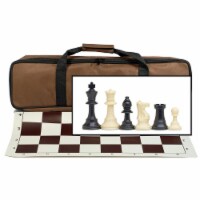 WE Games Complete Tournament Chess Set, Plastic Pieces, Brown Board, Travel Bag