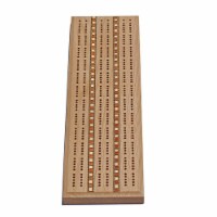 WE Games Sprint 3 Track Cribbage Set - Solid Oak Wood Board with Inlay