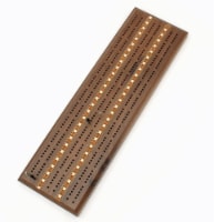 WE Games Sprint 3 Track Cribbage Set, Solid Walnut Wood with Inlay Board