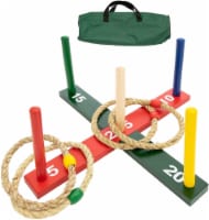 WE Games Rope Ring Toss Yard Game - Throwing Carnival Quoits Set - Solid Wood