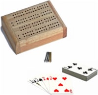 WE Games Mini Travel Cribbage Set, Solid Wood 2 Track Board, Cards, Metal Pegs