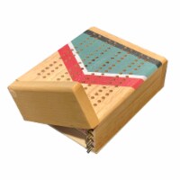 WE Games Mini Color Cribbage Set, Solid Wood 2 Track Board, Cards, Metal Pegs