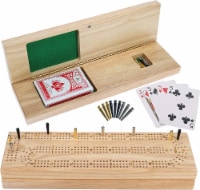 WE Games Continous 3 Track Cabinet Cribbage Set, Solid Wood Board with Storage
