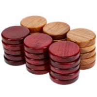 WE Games Olive Wood Backgammon Chips in Red & Natural, 1.5 inch Diameter