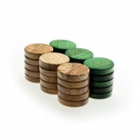 WE Games Olive Wood Backgammon Chips in Green & Natural, 1 inch Diameter