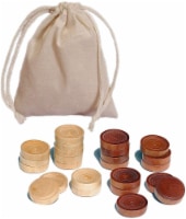 WE Games Wooden Checkers with Stackable Ridges, Dark Brown & Natural, 1.125 in.