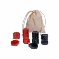 WE Games Wood Backgammon Chips with Cloth Pouch, Brown & Natural, 1.125 in.
